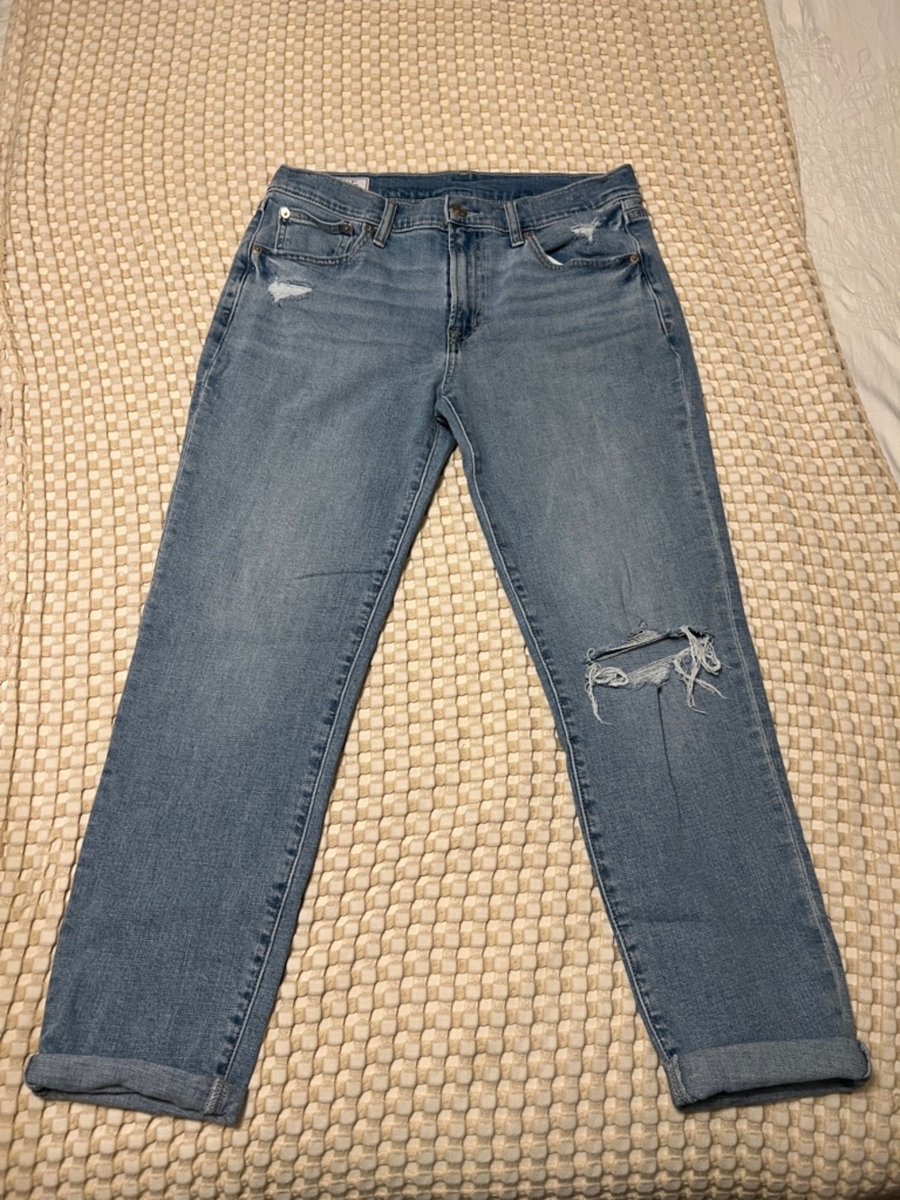 GAP Women's Medium Blue Distressed Boyfriend Jeans